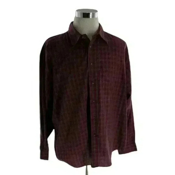 Arrow Mens Multi Maroon Plaid Wrinkle Free Long Sleeves Button Up Shirt Size XXL - Picture 1 of 4